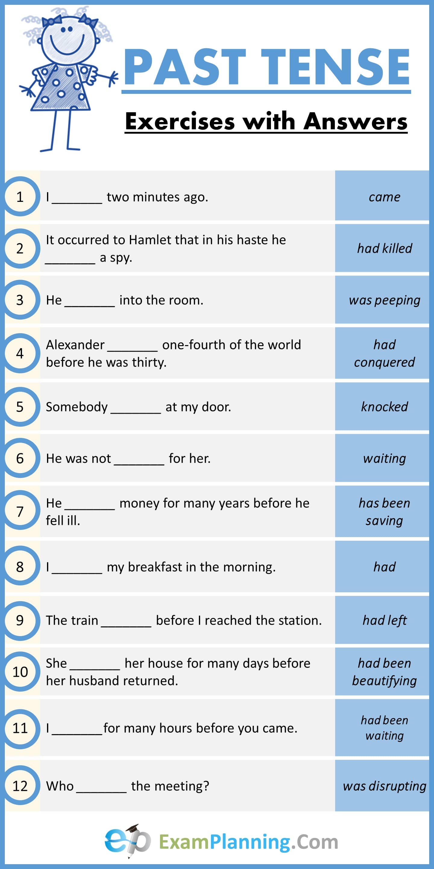 Past Tense Exercises With Answers ExamPlanning